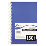 Mead, 06900, Spiral Notebook, 3 Subjects, Medium/College Rule, Assorted Color Covers, 9.5 x 5.5, 150 Sheets, Sold As 1 Notebook