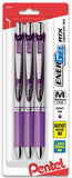 Pentel EnerGel XM BL77 - Retractable Liquid Gel Ink Pen - 0.7mm - 54% Recycled - Purple - Pack of 3