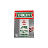 DIXON Industrial Lumber Marking Crayons, 4.5" x 1/2" Hex, Red, 12-Pack (52000)