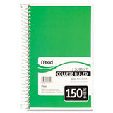 Mead, 06900, Spiral Notebook, 3 Subjects, Medium/College Rule, Assorted Color Covers, 9.5 x 5.5, 150 Sheets, Sold As 1 Notebook