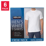 Kirkland Signature Men’s Crew Neck White Tee, Medium (Pack of 6)