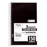 Mead Small Spiral Notebook, 3-Subject, College Ruled Paper, 9-1/2" x 5-1/2", 150 Sheets per Notebook, Color Will Vary, 1 Count (06900)