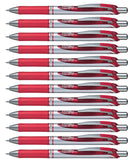 Pentel BL77-BO Energel XM Retractable Gel Pen with 0.7 mm Tip, 0.35 mm Line Width - Red, Pack of 12