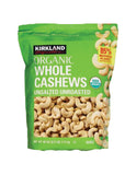 Kirkland Signatures Organic Whole Cashews Unsalted Unroasted, (Family Bundle)