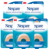 Nexcare Absolute Waterproof First Aid Tape 1.00 Inch x 5 yd (5 Rolls) – Strong Adhesive Medical Tape for Wound Care, Flexible for Active Use