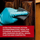 Scotch-Brite Ultra Fine Grade 7448 Hand Pad, Pack of 3, 6 in x 9 in Hand Pads, Nonwoven Silicon Carbide, Surface Preparation, Scuffing, and Cleaning, Gray