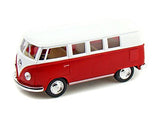 KiNSMART 1962 Volkswagen Classic Bus 1:32 Scale 5" Die Cast Metal Model Toy Van Pullback Action (Red)