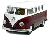 KiNSMART 1962 Volkswagen Classic Bus 1:32 Scale 5" Die Cast Metal Model Toy Van Pullback Action (Maroon)