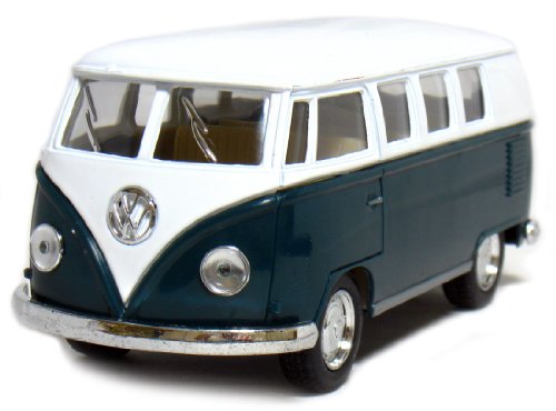 KiNSMART 1962 Volkswagen Classic Bus 1:32 Scale 5" Die Cast Metal Model Toy Van Pullback Action (Green)
