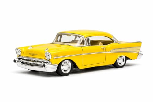 KiNSMART 1957 Chevy Bel Air Coupe 1:40 Scale 5" Die Cast Metal Classic Toy Car (Yellow)
