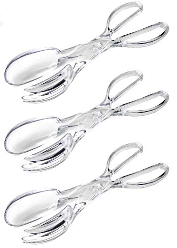 Chef Craft Premium Clear Salad Tongs Heavy Duty Design, 11.25-Inches Long (3-Pack)